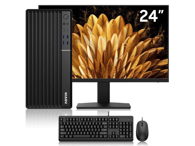 AQVIN MTX70 Business Desktop PC Tower with 24' Monitor, Intel Core i5 Processor, 16GB DDR4 RAM, 512GB NVMe SSD, Wi-Fi, Bluetooth, Windows 11 Pro