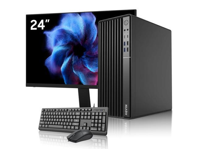 AQVIN MTX70 Business Desktop PC Tower with 24' Monitor, Intel Core i7 Processor, 16GB DDR4 RAM, 256GB NVMe SSD, Wi-Fi, Bluetooth, Windows 11 Pro