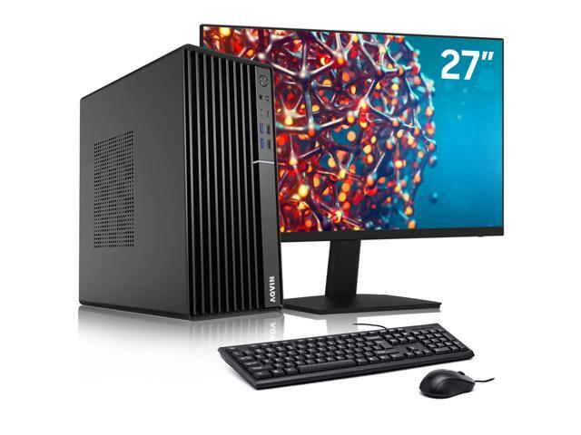 AQVIN MTX70 Business Desktop PC Tower with 27' Monitor, Intel Core i7 Processor, 16GB DDR4 RAM, 512GB NVMe SSD, Wi-Fi, Bluetooth, Windows 11 Pro
