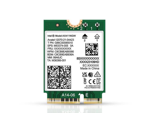 Intel AX411 Double Connect WiFi 6E (Gig+) CNVio2 Tri Band 2.4/5/6GHz Wireless Adapter AX411NGW 802.11ax 2.4Gbps Bluetooth 5.3 No vPro