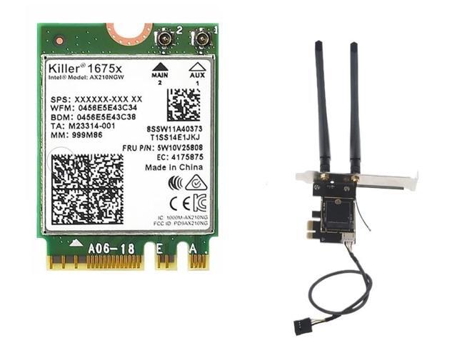 AX1675x Killer Series Desktop Wi-Fi 6E Kit 2.4 Gbps Bluetooth 5.3 Support PCIe x4 Tri Band 2.4/5/6 GHz No vPro AX210.NGWG. NVX