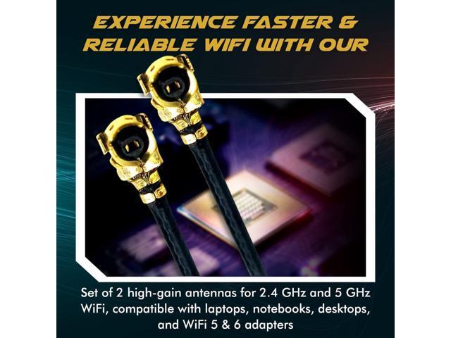 WiFi Antenna for PC, Laptop, Desktop & Motherboard 2.4GHz/5GHz/6GHz 1st Generation U. FL (Compatible with MHF1 and IPEX1) Connectors on Mini...