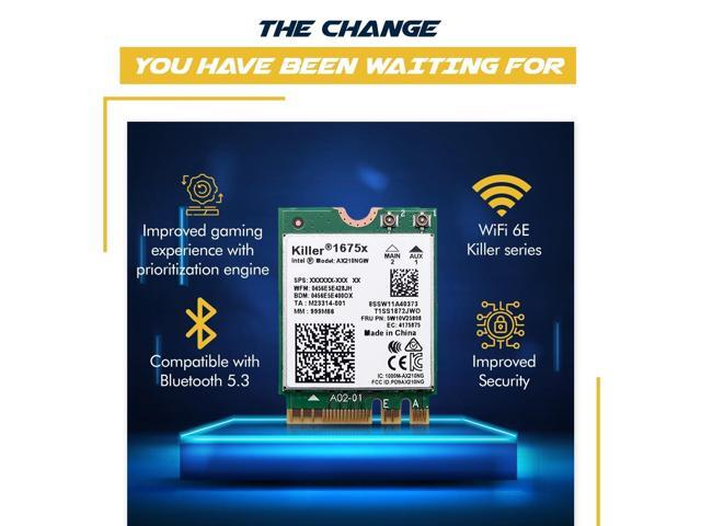 Killer Series for Intel AX1675x Gaming WiFi 6E Adapter Upgrade M.2 WiFi Card for PC 2.4 Gbps WiFi Bluetooth 5.3 Compatible For most Intel...