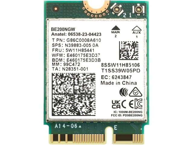 BE1750x Killer Series Desktop Wi-Fi Kit Wi-Fi 7 Tri Band 2.4/5/6 GHz 5.8 Gbps Bluetooth 5.4 Support M.2 PCIe No vPro 802.11BE Wireless...