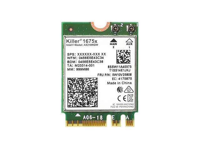 AX1675x Killer Series Desktop Wi-Fi 6E Kit 2.4 Gbps Bluetooth 5.3 Support PCIe x4 Tri Band 2.4/5/6 GHz No vPro AX210.NGWG. NVX