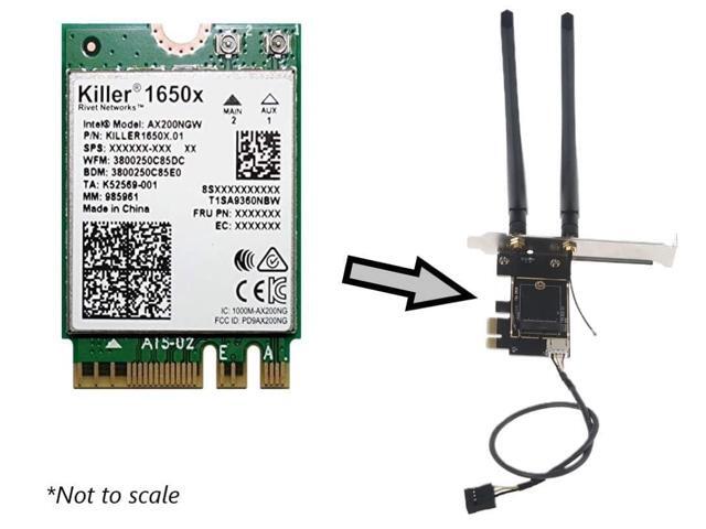 AX1650x Killer Series Desktop Wi-Fi 6 Kit 2.4 Gbps Bluetooth 5.2 Support PCIe x4 No vPro AX200.NGWG. NVXX