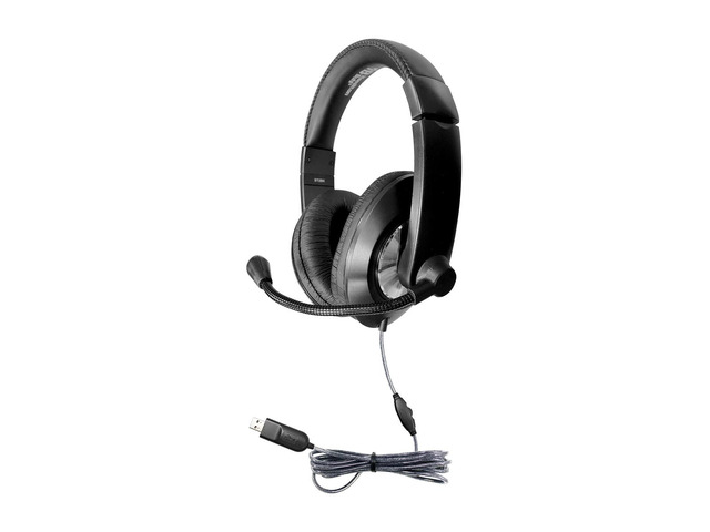 HamiltonBuhl ST2BKU Smart-Trek Deluxe Stereo Headset with In-Line Volume Control and USB Plug - Black