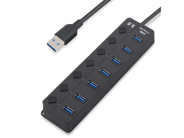 4 / 7 Port USB 3.0 Hub Splitter USB Hub 3.0 with Individual Power Switches LED Indicator EU US Power Adapter 7 mouths
