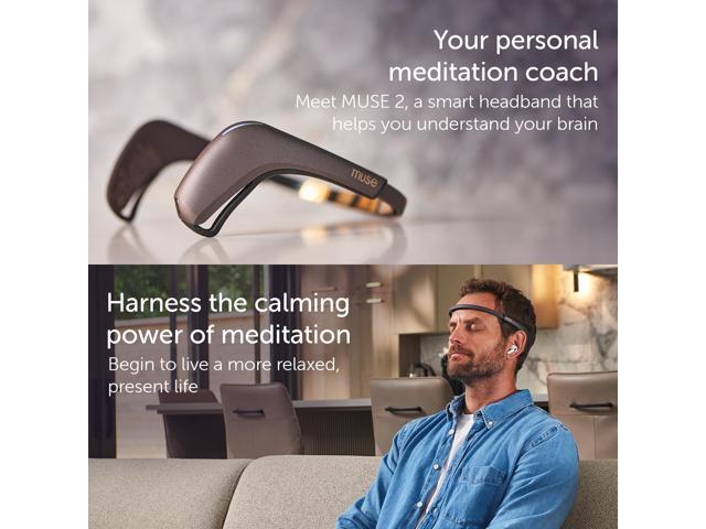 MUSE 2: The Brain Sensing Headband - Meditation Tracker Multi Sensor Headset Device - Responsive Sound Feedback for Brain Wave, Heart, Body &...