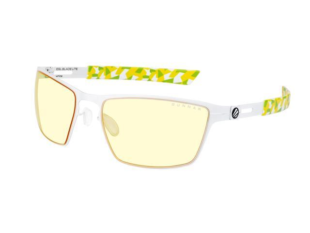 Gunnar ESL Blade Lite, Gaming Glasses with Natural Focus, White Frames, Amber Lens, 65% Blue Light and 100% UV protection, ESL-30106