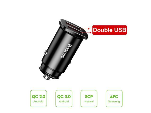 Baseus 30W Dual USB C PD Quick Charge QC 4.0 Car Charger For Mobile Phone Charger Fast USB PD Type C AFC SCP Car Phone Charger
