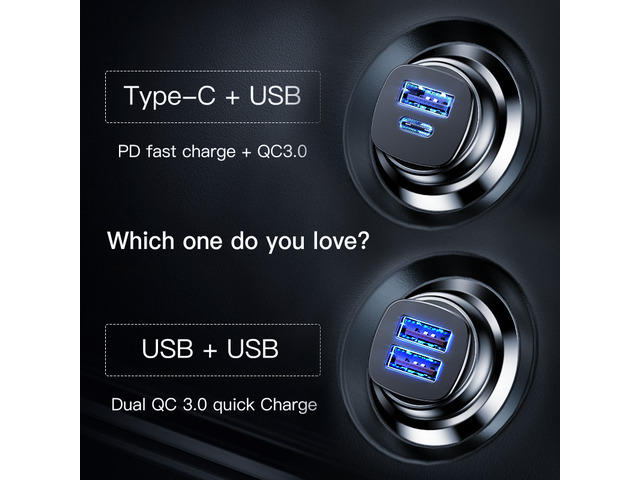Baseus 30W Dual USB C PD Quick Charge QC 4.0 Car Charger For Mobile Phone Charger Fast USB PD Type C AFC SCP Car Phone Charger