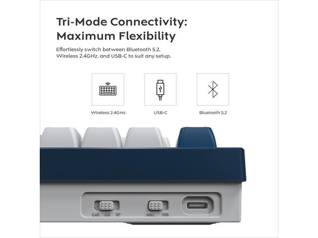 MONTECH MKey PRO 75% TKL Wireless Mechanical Gaming Keyboard, Tri-Mode Bluetooth 5.2/2.4Ghz/USB-C, Hot-Swappable Gateron G Pro 3.0 Pre-lubed...