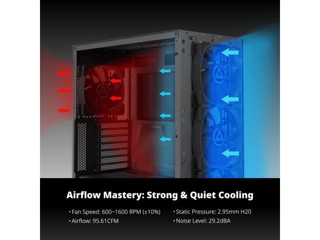 MONTECH HP140 ARGB PWM Rifle Bearing Fan 600-1600RPM, High Airflow Performing Fan 95.61CFM, 4-Pin, 3 in 1 Pack with 6X6 Fan Hub - 140mm Black