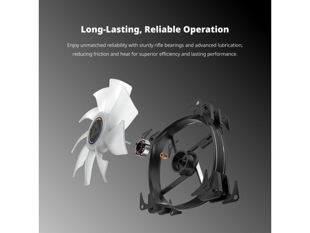 MONTECH HP140 ARGB PWM Rifle Bearing Fan 600-1600RPM, High Airflow Performing Fan 95.61CFM, 4-Pin, 3 in 1 Pack with 6X6 Fan Hub - 140mm Black