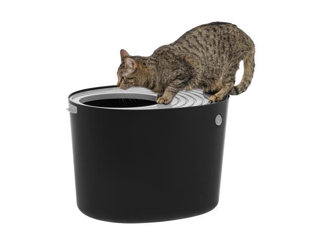 IRIS Top Entry Cat Litter Box, Black/Light Gray