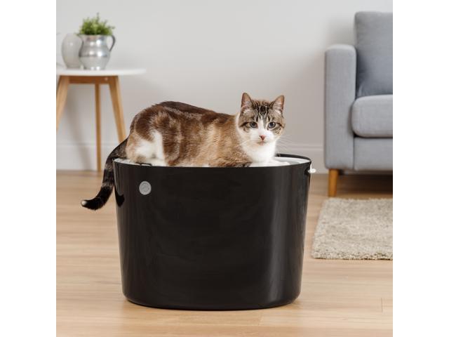 IRIS Top Entry Cat Litter Box, Black/Light Gray