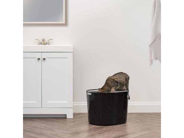 IRIS Top Entry Cat Litter Box, Black/Light Gray