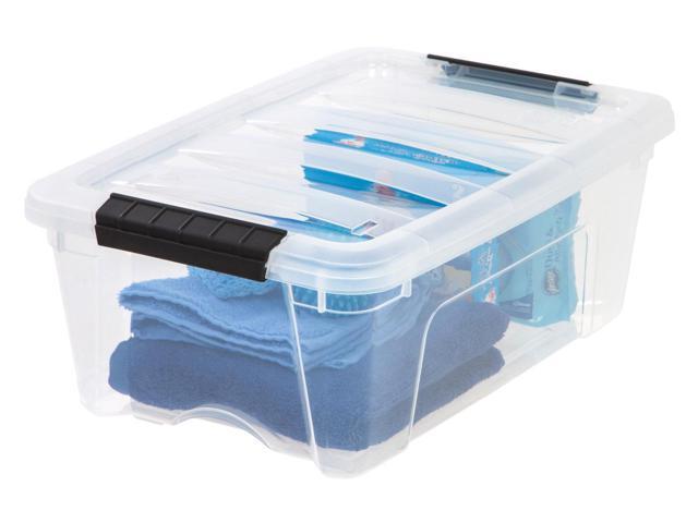 IRIS Latch Plastic Storage Bin, 12.95 Qt, 16 1/2' x 11' x 6 1/2', Clear