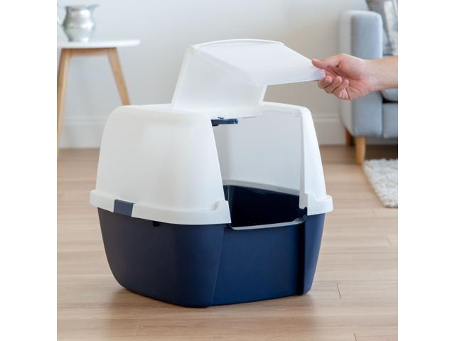 IRIS Jumbo Hooded Litter Box without Scoop, Navy