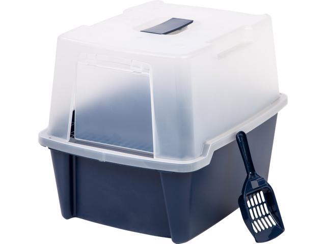 Photos - Power Saw IRIS Large Hooded Litter Box with Scoop and Grate, Blue CLH-15