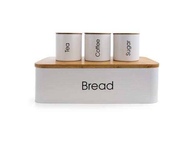 MegaChef Kitchen Food Storage and Organization 4 Piece Canister Set in White