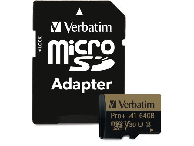 Verbatim Pro Plus 666X 64GB micro SDXC USH-I V30 U3 A1 Class 10 Memory Card with Adapter
