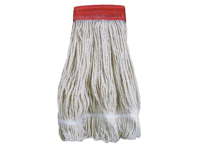 Boardwalk Wideband Looped-End Mop Heads 20 oz Natural w/Red Band 12/Carton