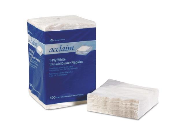 Acclaim 1/4 Fold Paper Dinner Napkins White 1-Ply 16'x16' 500/PK 8 PK/CT