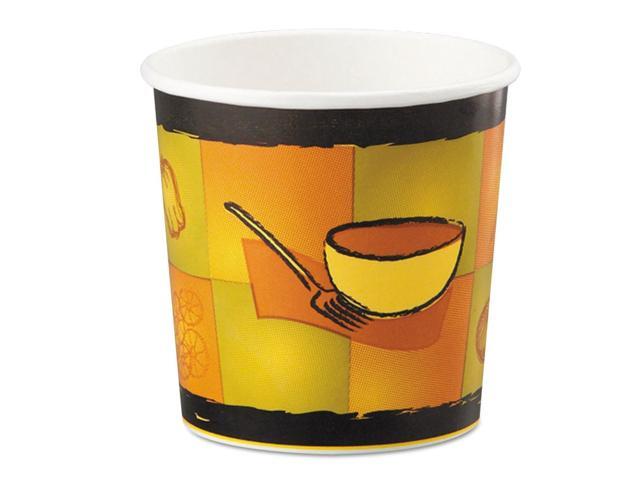 Chinet Streetside Paper Food Container w/Plastic Lid Streetside Design 8-10oz
