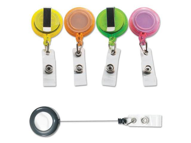 Advantus 4-Color Neon Set ID Card Reels - Metal, Plastic, Nylon - 20 / Pack - Neon Orange, Neon Yellow, Neon Green, Neon
