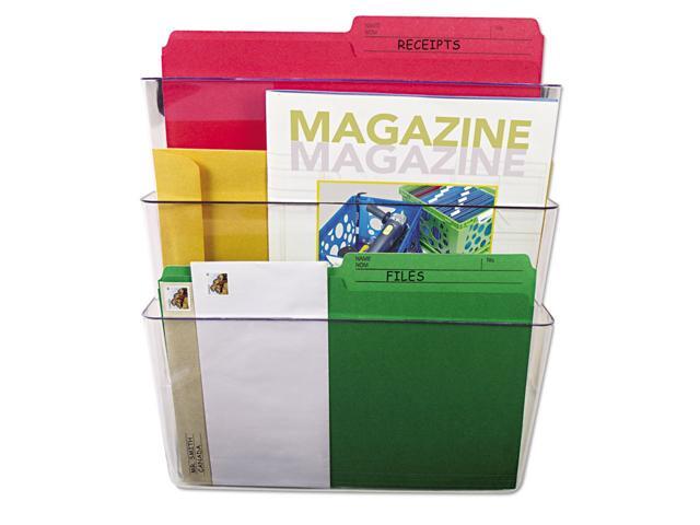 Storex Wall File Letter 13 x 14 Three Pocket Clear 70245U06C