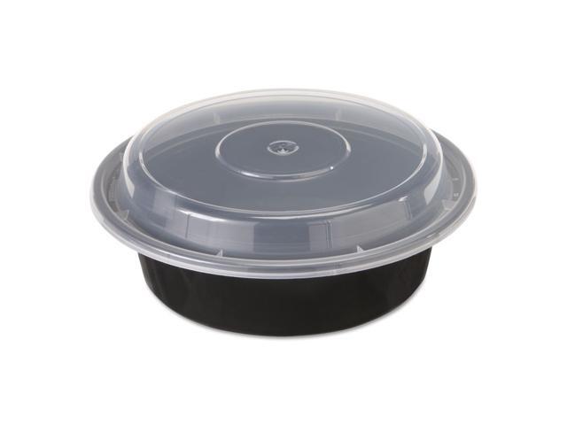 Pactiv VERSAtainers 1-Comp Black/Clear 24oz 7'dia 150/Carton NC723B