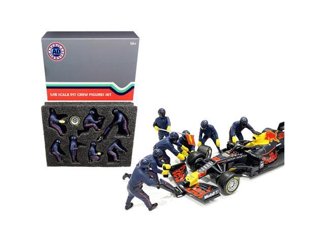 Formula One F1 Pit Crew 7 Figurine Set Team Blue for 1/18 Scale Models by American Diorama