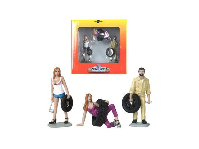 Val, Meg and Gary Tire Brigade 3 piece Figurine Set 1/24 by Motorhead Miniatures