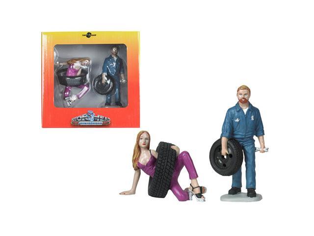 Val and Gary Tire Brigade 2 piece Figurine Set 1/18 by Motorhead Miniatures