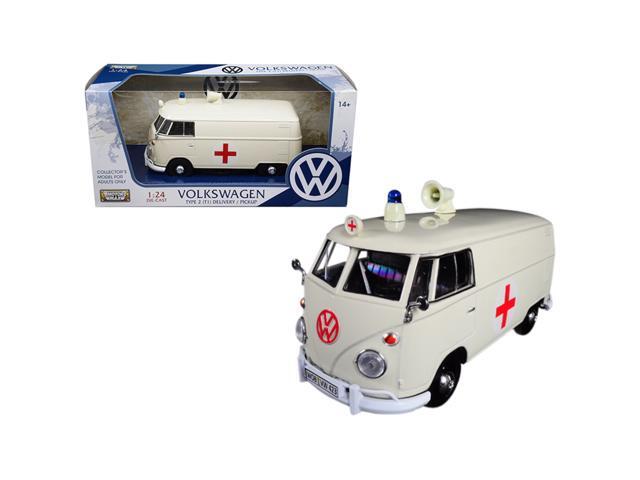 Volkswagen Type 2 (T1) Ambulance Cream 1/24 Diecast Model Car by Motormax