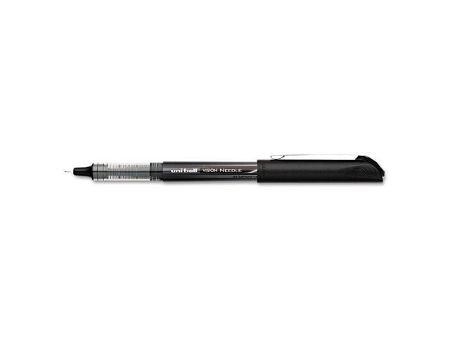 Uni-ball VISION Roller Ball Pen, Bold 1 mm, Blue Ink, Black/Blue Barrel, Dozen