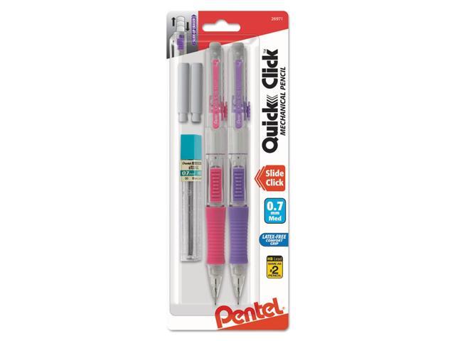 Pentel QUICK CLICK Mechanical Pencil, HB, No.2, 0.7 mm, Assorted Barrel, 2/Pack