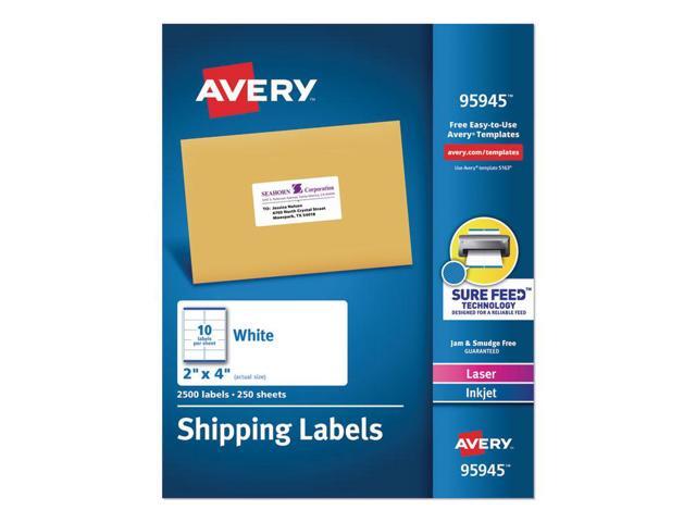 Avery Dennison - 7278295945 - White Shipping Labels, Inkjet/Laser, 2 x 4, White, 2500/Box