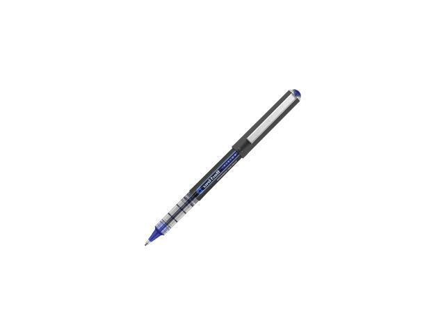 Uni-ball VISION Roller Ball Pen, Bold 1 mm, Blue Ink, Black/Blue Barrel, Dozen