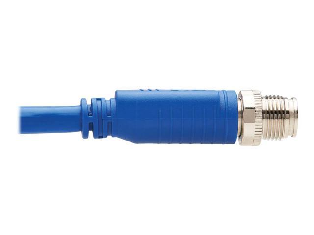 Tripp Lite M12 X-Code Cat6a Shielded Ethernet Cable, Right-Angle M12 Cable, 10G F/UTP CMR-LP (M/M), IP68, 60W Power over Ethernet, Blue, 6.6 Feet /...