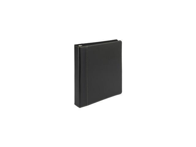 Samsill 1' Contrast Stitch Leather 3 Ring Binder, Portfolio Organizer, 3 Ring Binder, (8.5 x 11), Holds 200 Sheets, Black