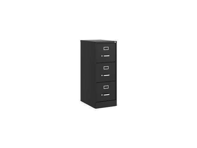 Lorell Vertical File, 22' Deep, 3-Dwr, Letter, 15'X22'X52', Bk (LLR42297)
