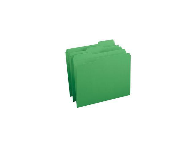 Business Source Folders, 1/3-Cut Reinforced Tab, Green, 100/Box (BSN03174)