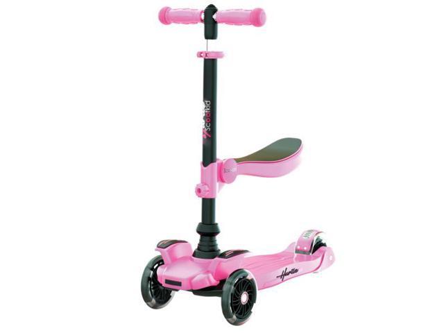 Hurtle ScootKid 3 Wheel Toddler Child Ride On Toy Scooter w/ LED Wheels, Pink