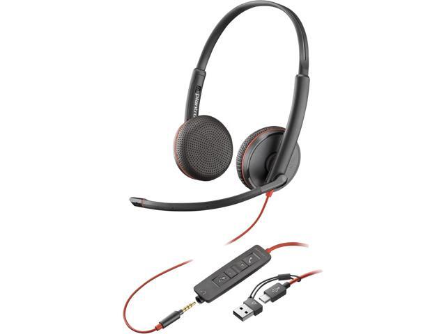 Poly Blackwire 3225 Stereo USB-C Headset + 3.5mm Plug + USB-C/A Adapter (Bulk) - Stereo - USB Type C, Mini-phone (3.5mm) - Wired - 32 Ohm - On-ear...