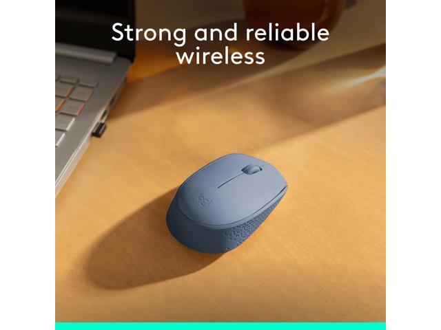 Logitech M170 Wireless Mouse for PC, Mac, Laptop, 2.4 GHz with USB Mini Receiver, Optical Tracking, 12-Months Battery Life, Ambidextrous - Blue Grey