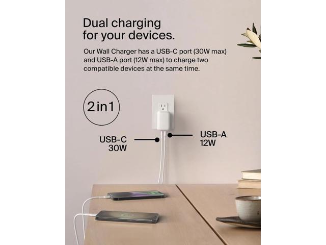 Belkin BoostCharge USB-C Dual Wall Charger, 42W - White - image 7