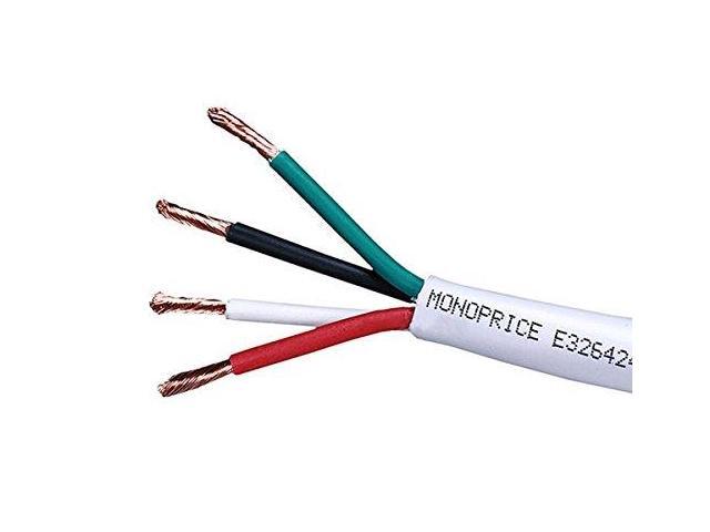 Monoprice Access Series 16 Gauge AWG CL2 Rated 4 Conductor Speaker Wire / Cable - 250ft Fire Safety In Wall Rated, Jacketed In White PVC Material...